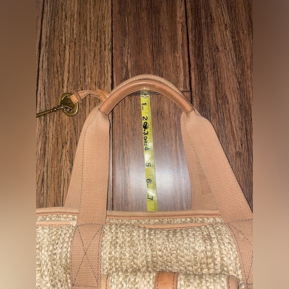 Vintage Woven tote large fossil bag straw bag leather bag canvas shoulder bag - Picture 2 of 16